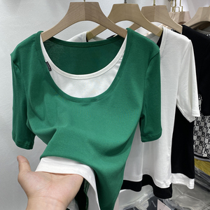 宽松假两件上衣女-淘宝拼多多热销宽松假两件上衣女