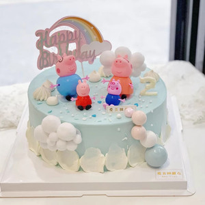 网红小猪佩奇儿童男女定制双层生日蛋糕四川上海北京全国同城配送