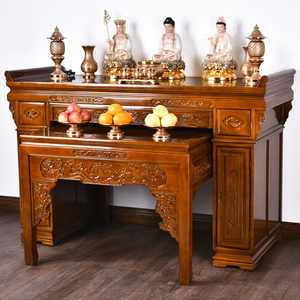 水曲柳雕花供桌实木农村供佛神台供台香案桌佛台家用佛龛经济型