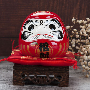日式达摩摆件开运陶瓷储蓄罐日本料理装饰品店铺招财猫创意存钱罐