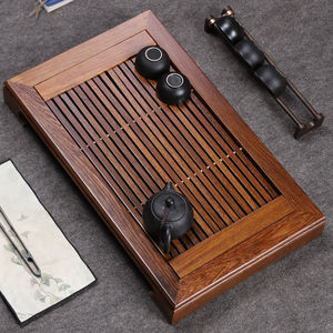 鸡翅木抽屉式储水实木茶盘红木茶具功夫茶茶台花梨木茶盆实木家用