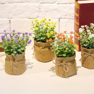 新麻布袋小米兰仿真花假花仿真植物盆栽绿植小盆景创意家居装饰摆