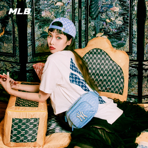 mlb官方 男女t恤短袖复古老花泫雅同款情侣运动21年春季新款tsm2