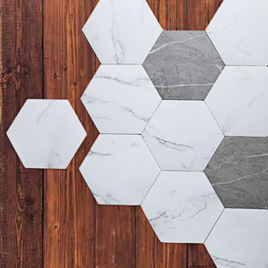 大理石自粘地板贴厨房耐磨卫生间防水防滑贴纸店铺地面六角瓷砖贴