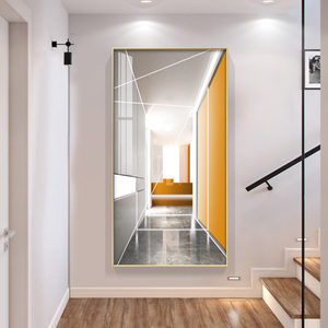 后现代空间延伸玄关装饰画简约大气过道墙竖幅壁画客厅极简落地画