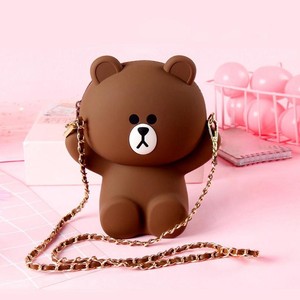 抖音可爱小熊手机包硅胶包包卡通布朗熊女孩专属小熊包链条包