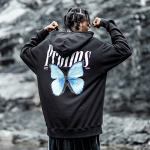 prblms潮牌蝴蝶大logo情侣卫衣秋季新款嘻哈街头宽松连
