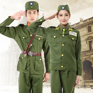 国民服装男女民国军官服装话剧沙家浜小品演出服国民党军装表演服