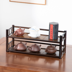 桌面茶叶架简约紫砂壶摆放架小型多层茶叶罐茶壶收纳架中式茶杯架