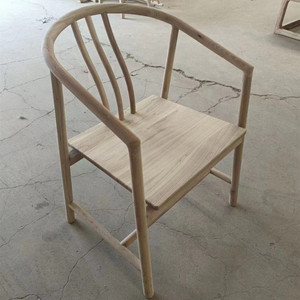 老榆木椅子白茬新中式全实木圈椅围椅主椅白胚坯休闲椅茶椅官帽椅