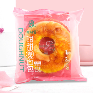 秀峰香 黑米味甜甜圈营养早餐夹心面包健康零食速食糕点小吃整箱