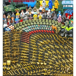 中国军事小人吃鸡积木战场吉利服拼装人仔益智男孩子玩具
