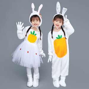 兔子演出服儿童小白兔衣服女童套装裙子夏天舞蹈服装小兔子表演服