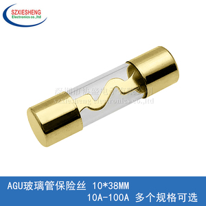 AGU镀金汽车音响玻璃管保险丝 10*38MM 40A 50A 60A 70A 80A 100A