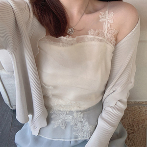 蕾丝小吊带背心女夏外穿设计感小众内搭纯欲甜辣网纱短款抹胸上衣