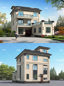 别墅设计图纸农村自建房设计图乡村一二三层平房效果图30人付款498