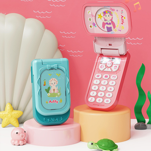儿童电话玩具手机翻盖女孩仿真幼儿益智智能宝宝可咬公主模型假