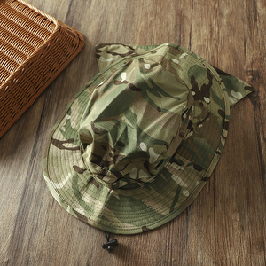 英军mtp迷彩奔尼帽遮阳帽 圆边帽带后帘太阳帽男士帽子