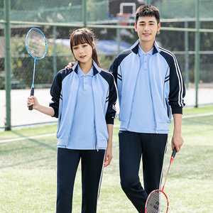 初中学生天蓝色春秋季校服三件套高中生夏季班服短袖大合唱团体服