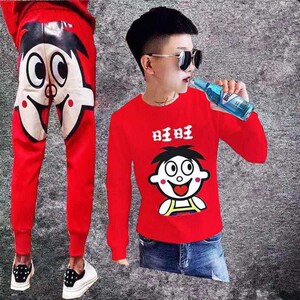 旺仔紧身衣旺旺快手红人同款潮流创意长袖t恤 裤子精神社会人套装