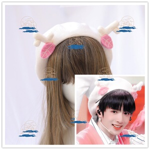 时代少年团刘耀文同款圣诞麋鹿小鹿角叶子贝雷帽白色秋冬帽子百搭