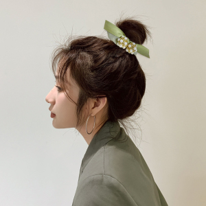 高档气质丝绸珍珠大肠发圈头绳女扎丸子头橡皮筋韩国小众设计发绳