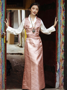 无袖连衣裙藏族服装女款修身显瘦西藏服藏式博拉长裙藏装女士藏服