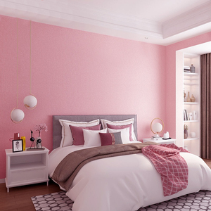 北欧紫色粉色墙纸儿童房卧室壁纸女孩公主房网红墙布纯色无缝壁布