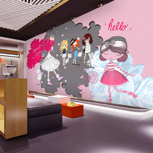 儿童服装店铺墙面装修卡通可爱墙纸童装店背景墙装饰创意个性壁纸