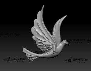 鸽子小鸟飞鸟浮雕挂件吊坠装饰3d平雕模型stl精雕图jdp灰度图bmp