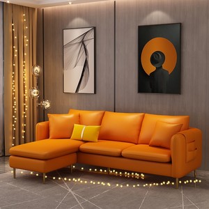简约顾家家私家居家具橙色皮沙发客厅小户型皮质三人现代真皮皮艺