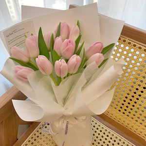 粉色郁金香花束玫瑰花鲜花速递同城生日上海广州北京全国配送女友