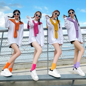 春秋新款闺蜜姐妹装糖果彩色披肩长袖套装团体聚会外出旅游拍照装