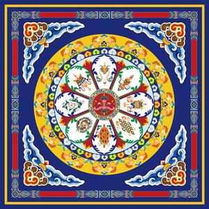 藏式天花板墙纸吊顶壁纸花纹民族风客厅酒店唐卡寺庙佛堂背景壁画