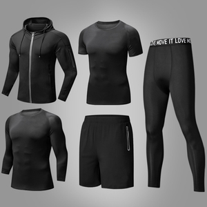 健身套装男户外跑步运动套装高弹紧身速干衣健身房晨跑训练服短袖