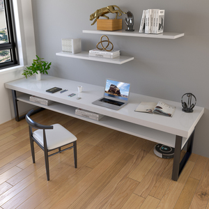 实木阳台长条桌窄工作台书桌靠墙吧台双层边桌办公学习靠窗电脑桌