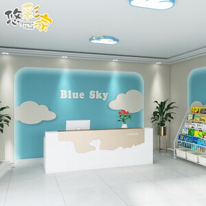 培训机构简约装修墙纸绘本馆幼儿园前台背景墙儿童乐园童装店壁纸
