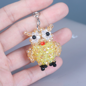 手工串珠编织制作创意可爱动物钥匙扣装饰品水昌猫头鹰挂件成品