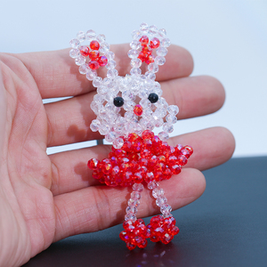 手工diy编织成人珠子饰品摆件水晶串珠小兔子挂件成品创意小礼物