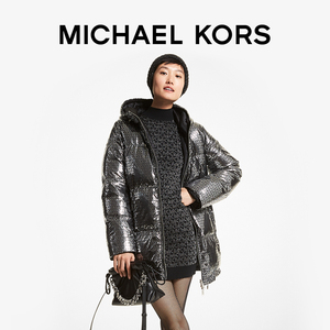 mk 亮面中长款羽绒服面包服外套女装 双面可穿