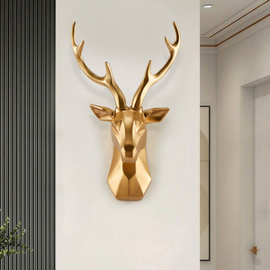 现代轻奢鹿头壁挂创意客厅背景墙面装饰挂件简约玄关过道家居壁饰