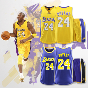 科比球衣24号湖人kobe8号黑曼巴詹姆斯紫金儿童篮球服套装男定制