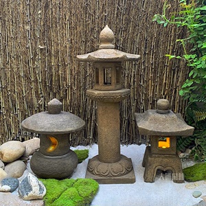 石灯笼日式庭院青石仿古中式石头灯太阳能电石灯户外装饰石雕摆件