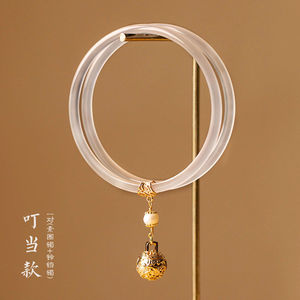 天然玉髓国风铃铛手镯一步一响叮当镯古风手链复古风女生汉服配搭