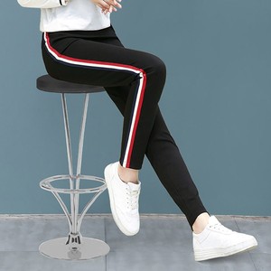 修身显瘦侧边条纹马裤女初中生显高休闲长裤夏季时尚薄款运动裤