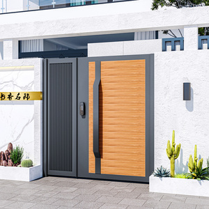 铁艺庭院门实木门别墅门铝合金不锈钢小区乡村花园户外对开门定做