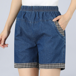 妈妈夏装短裤夏季薄款外穿中老年女裤中年夏天宽松大码牛仔五分裤