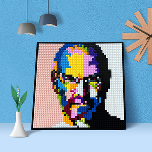 史蒂夫乔布斯苹果创始人小颗粒积木像素画拼图海报装饰画兼容乐高