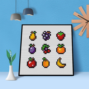 小颗粒积木马赛克像素画水果拼图时尚装饰画儿童生日礼物兼容乐高