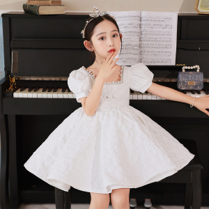 方领高端儿童礼服花童小女孩公主裙女童钢琴表演小主持人演出服装